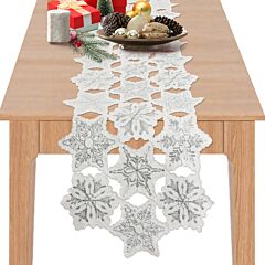 Snowflakes Fabric Ornament Table Runner