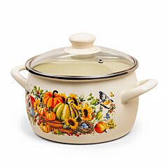 Pumpkin Enamel Casserole with Glass Lid