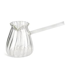 Clear Glass Ribbed Turkish Coffee Pot Cezve