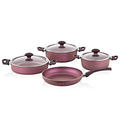 FRED 7-Piece Granite Non-Stick Cookware Set in Fuchsia