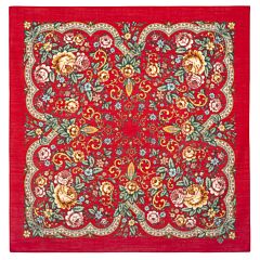 Bright Hope Red Pavlovo Posad Wool Shawl