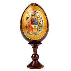 Holy Trinity Handmade Wooden Lacquer Egg on Stand