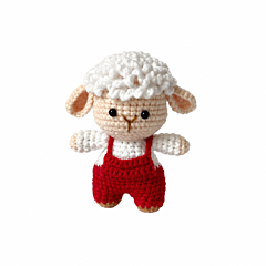 Handmade Crochet Sheep in Red Outfit