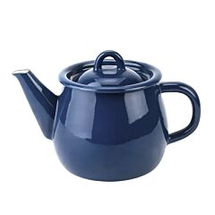 Valentine Navy Blue Vintage Enamel Teapot with Metal Handle