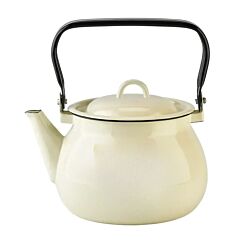 Ivory Vintage Enamel Kettle with Metal Handle