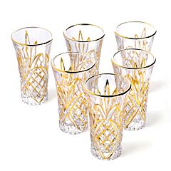 Crystal Rocks High Quality Tall Shot Glass with Gold Set of 6