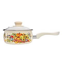 Pumpkin Enamel Saucepan with Glass Lid
