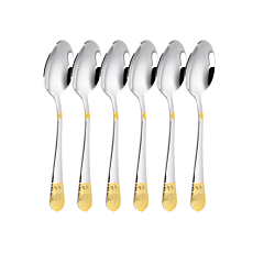 Stainless Steel Teaspoon Luxury Mirror Golden Polished and Brushed Set of 6