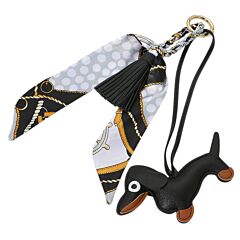 Leather Dog with Tassel and Scarf Keychain