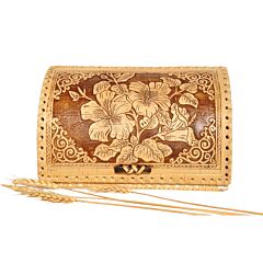 Lilies Pattern Birch Bark Bread Box