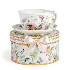 Dream Garden New Bone China Cup and Saucer Set in Gift Box