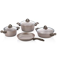 WILMA 7-Piece Die-Cast Aluminum Granite Non-Stick Cookware Set in Cream