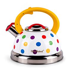 Colorful Polka Dot Stainless Steel Whistling Kettle in Gift Box 3.2 qt