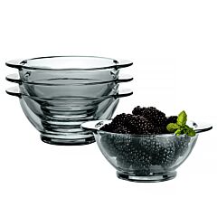 Gray Borosilicate Glass Bowl with Handles, Set of 4
