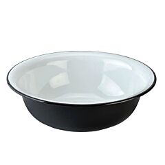 Black and White Vintage Enamel Basin 9.5 qt