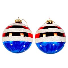 Stars and Stripes Glass Christmas Ornament | 360° Holiday Design Set of 2