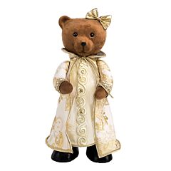 21.6" White and Gold Teddy Bear Christmas Decoration