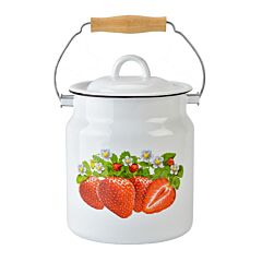 Strawberry Vintage Enamel Milk Can with Lid