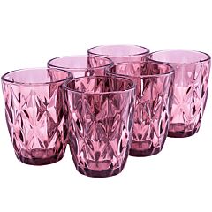 Vintage Embossed Violet Drinking Glass Set of 6