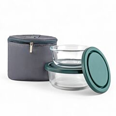 Glass Food Storage Container Set of 2 with Lunch Bag