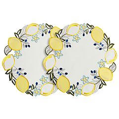 Embroidered Lemons Round Placemat Set of 2