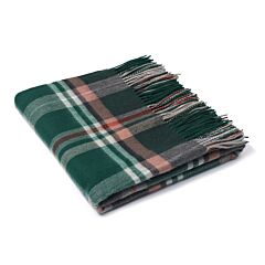 Green and Red Scottish Plaid Wool Throw Blanket