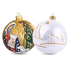 Christmas Nativity Glass Christmas Ornament Set of 2