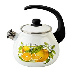 Enamel Kettle with Whistle Lemon 2.7-qt