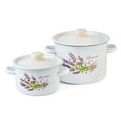 Lavender Bouquet Cylindrical Enamel Pot Set of 4 pcs