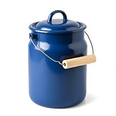 Valentine Navy Blue Vintage Enamel Milk Can with Lid