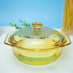 Heat-Resistant Borosilicate Glass Stockpot with Glass Lid in Yellow