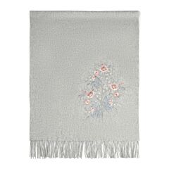 Blossom Dream High-Quality Wool Scarf with Embroidery and Fringe (gray)