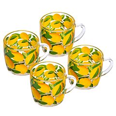 Lemons Glass Mugs Set of 4
