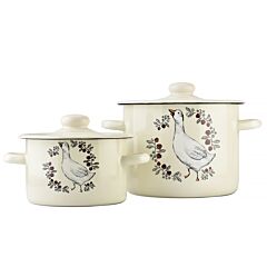 Gusak Cylindrical Enamel Pot Set of 2