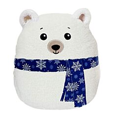 White Bear with Blue Scarf Soft Plush Hugging Pillow