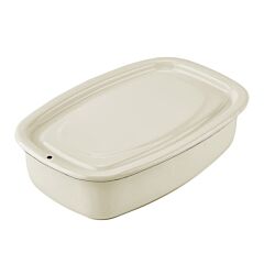 Ivory Enamel Tray with Lid Food Storage Container