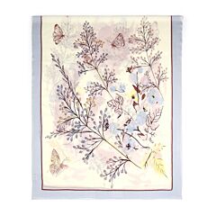 Floral Rhapsody High-Quality Merino Wool Scarf (blue, ivory)