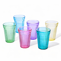 Hot and Cold Drink Rainbow Faceted Glasses Set of 6