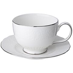 Bouquet White Porcelain Cup and Saucer Set
