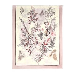 Floral Rhapsody High-Quality Merino Wool Scarf (pink, ivory)