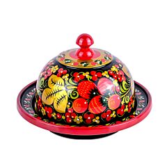 Wooden Serving Dish with Lid Khokhloma 