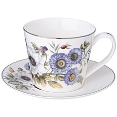 Wild Rosehip Bouquet Porcelain Cup and Saucer Set