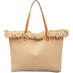 Beige Canvas Beach Bag