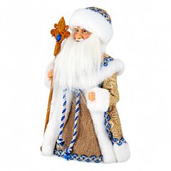 12" Father Frost Blue and Gold Musical Holiday Figurine 