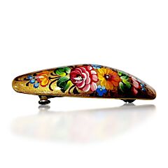 Golden Blossom Hand-Painted Wooden Hair Clip
