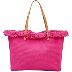 Pink Canvas Beach Bag