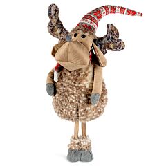 35.4" Reindeer with Red Patterned Hat Fabric Christmas Decoration