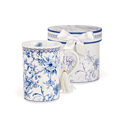 Vintage Blue Flowers New Bone China Mug in Gift Box