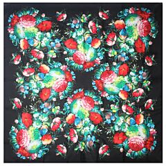 Secret Garden Silk Shawl, Black