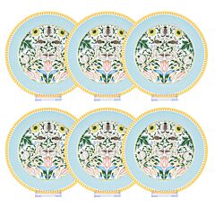 Turquoise Morris Garden Porcelain Dessert Plate Set of 6
